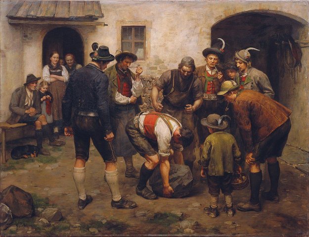 Die Kraftprobe (The Test of Strength) (1898). Franz von Defregger (Austrian, 1835-1921).