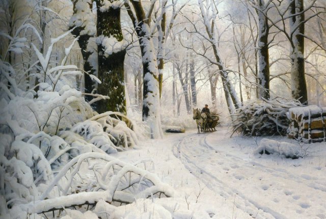 Woods in the Snow. Peder Mørk Mønsted (Danish, 1859-1941).