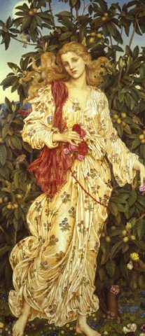 Gorgeous painting of Flora the Roman goddess of flowers by a pre-Raphaelite artist Evelyn de Morgan. I love Pre-Raphaelite painters. Their art is magic