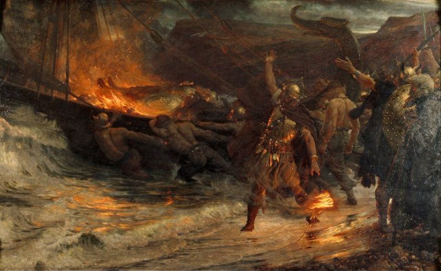 The Funeral of a Viking (1893). Frank Dicksee (English, 1853-1928).