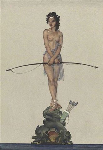 Diana the Huntress (1964). William Russell Flint (Scottish, 1880-1969).