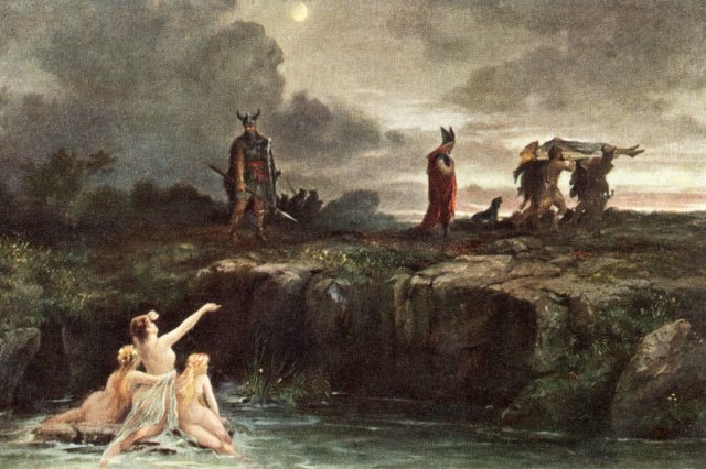 Картина Германа Гендриха "Плач дочерей Рейна" (Der Rheintöchter Klage).
#ODAL_искусство