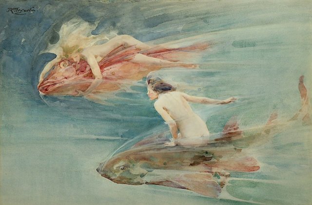 Racing Nymphs, 1906. John Reinhard Weguelin (English, 1849-1927).