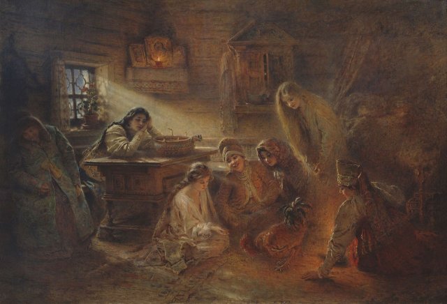 Christmastide Divination, c. 1905. Konstantin Makovsky (Russian, 1839-1915).