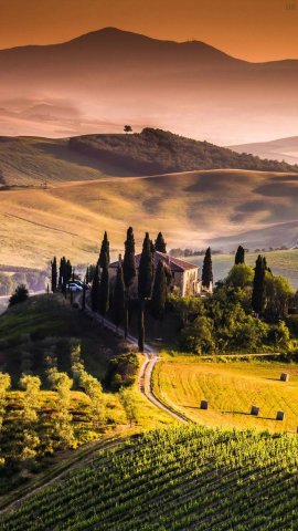 Sunset in Tuscany, Italy.