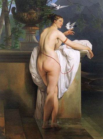 Venus Playing with Two Doves (Portrait of the Ballerina Carlotta Chabert) (1830). Francesco Hayez (Italian, 1791-1882).