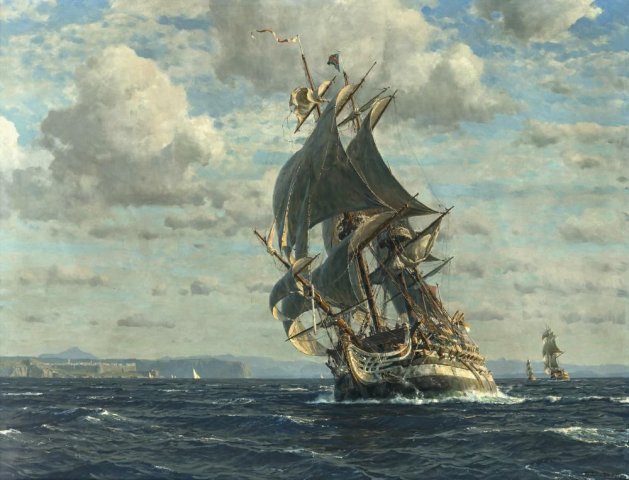 Sailing Ship at Sea (c. 1900). Michael Zeno Diemer (German, 1867-1939).