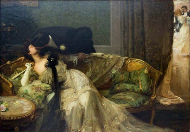 The Kiss. Julius Johann Ferdinand Kronberg (Swedish, 1850-1921).