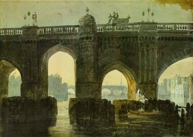 Old London Bridge. William Turner (English, 1775-1851).