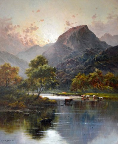 Sunrise Over the Peak District. Alfred de Breanski Jr. (English, 1877-1957).
