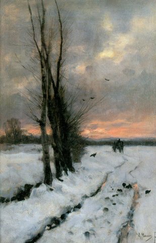 Winter Landscape at Sunset (c. 1885-1887). Anton Mauve (Dutch, 1838-1888).