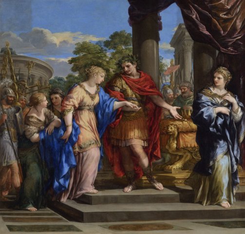 Ceasar Giving Cleopatra the Throne of Egypt (c. 1637). Pietro da Cortona (Italian, 1596-1669).