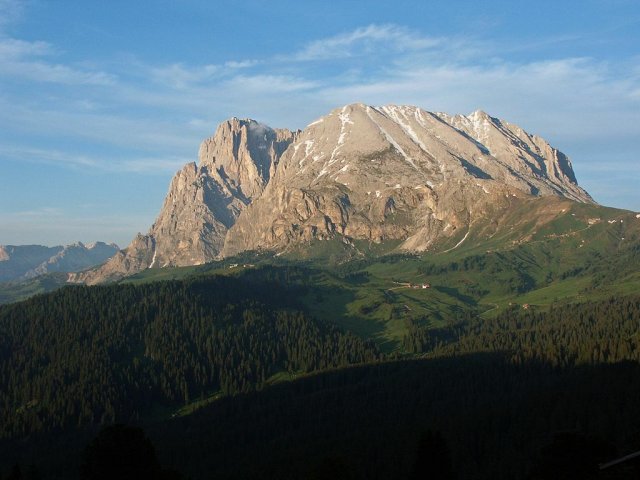 The Plattkofel Mountain, Dolomites, Italy.