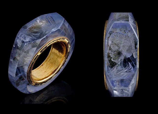 2000 year-old sapphire ring presumably belonged to Roman emperor Caligula, thought depicting his fourth wife Caesonia.