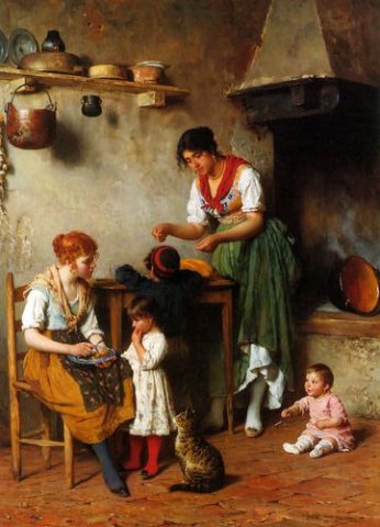 A Helping Hand (1884). Eugene de Blaas (Italian, 1843-1932).