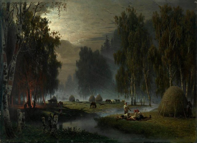 Reapers, Evening Rest (1887). Peter Aleksandrovich Sukhodolsky (Russian, 1835-1903).