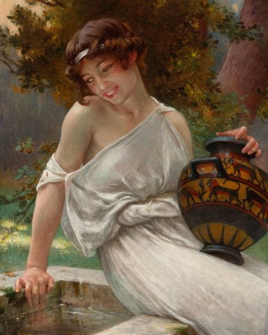 At the Fountain. Guillaume Seignac (French, 1870-1924).