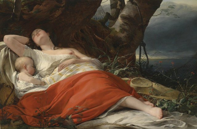 Sleeping fisherwoman (1834) - Friedrich von Amerling (Austro-Hungarian portrait painter, 1803-1887).