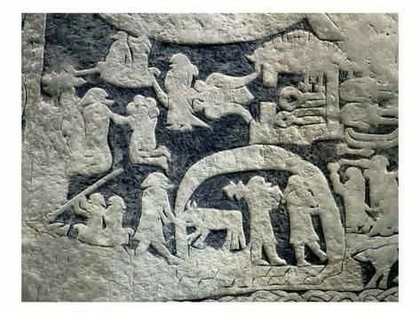 Detail of Valhalla from the Isle of Gotland stone, 9th century.