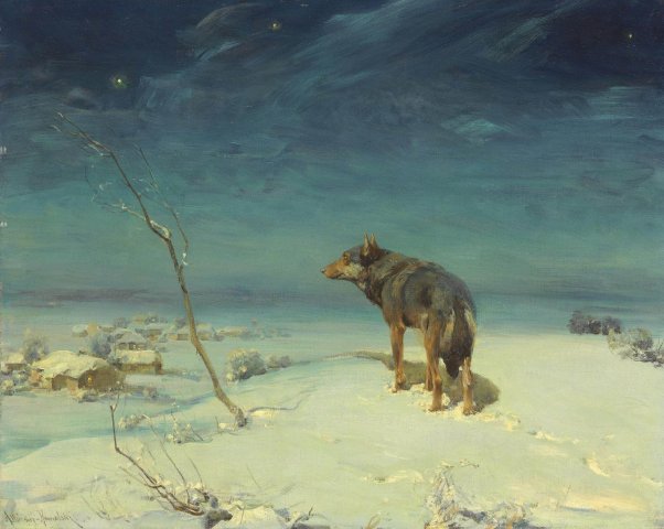 The Lone Wolf (c. 1880-90). Alfred Wierusz-Kowalski (Polish, 1849-1915).