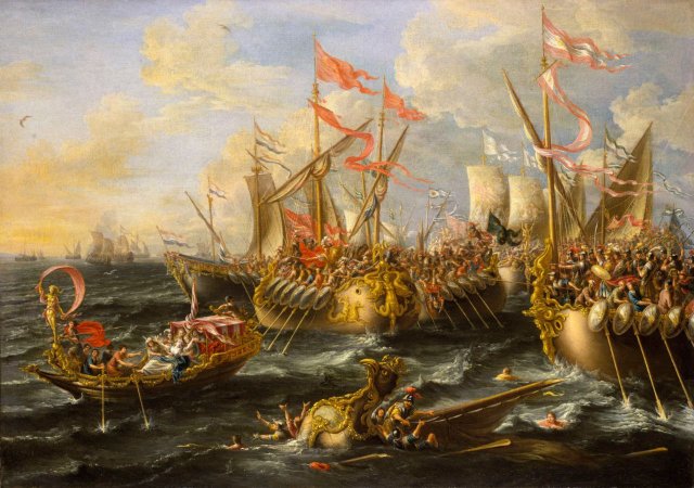 The Battle of Actium, 2 September 31 BC (1672). Laureys a Castro (Flemish, 1664-1700).