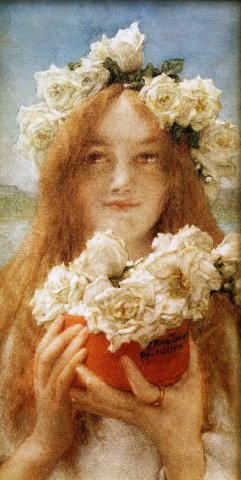 Summer Offering (Young Girl with Roses), 1911. Lawrence Alma-Tadema (Dutch, 1836-1912).
