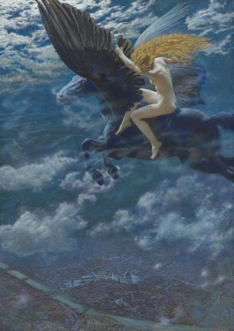 Dream Idyll (A Valkyrie). Edward Robert Hughes (English, 1851-1914).