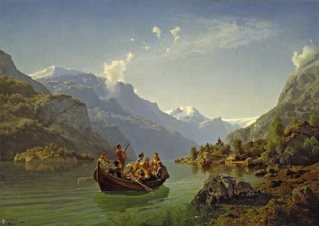Bridal Procession on the Hardangerfjord. Adolph Tidemand
(Norwegian, 1814-1876).