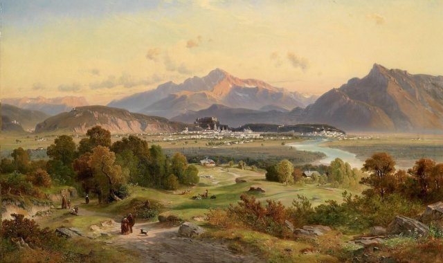 View of Salzburg from North, c. 1880s. Josef Mayburger (Austrian, 1814-1908).