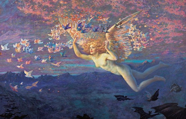 Wings of the Morning and Night With Her Train of Stars, c. 1912. Edward Robert Hughes (English, 1851-1914).