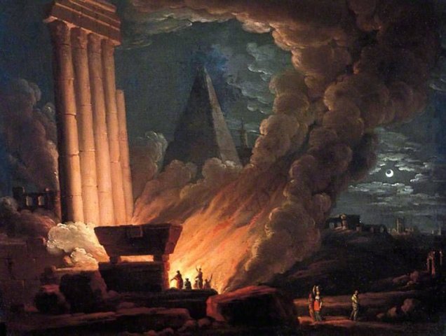 The Funeral Pyre. Joseph Wright of Derby (English, 1734-1797).