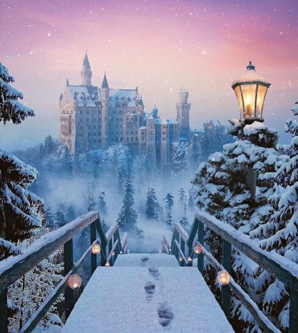 Neuschwanstein in Winter. Bavaria, Germany.