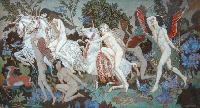 The Unicorns. John Duncan (Scottish, 1866-1945).