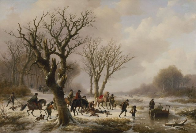 On the Hunt (1865). Eugène Verboeckhoven (Belgian, 1799-1881).