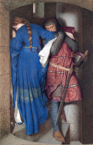 Hellelil and Hildebrand, the Meeting on the Turret Stairs (1864). Frederic William Burton (Irish, 1816-1900).