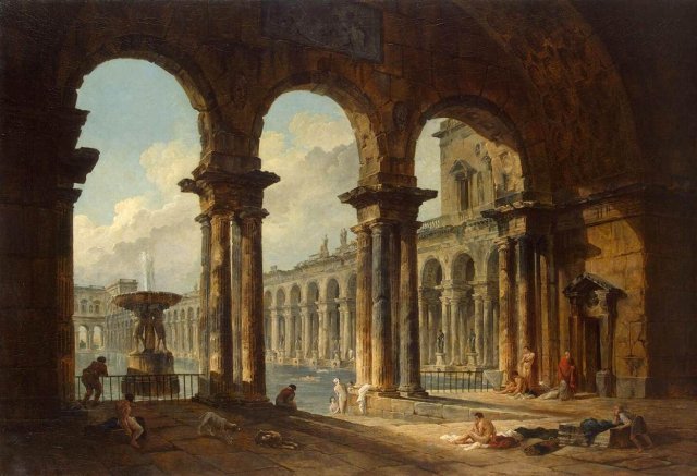 Ancient Ruins Used as Public Baths (1798). Hubert Robert (French, 1733-1808).
