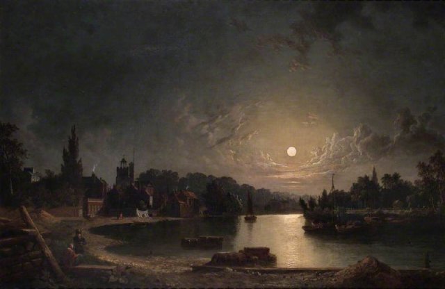 Twickenham, Middlesex, by Moonlight (1835). Henry Pether (British, 1800-1880).