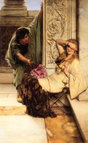 Shy. Lawrence Alma-Tadema (Dutch, 1836-1912).