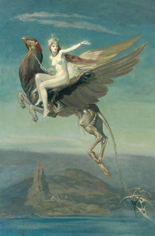 Heptu bidding farewell to the city of Obb (1909) by John Duncan (Scotland, 1866-1945).