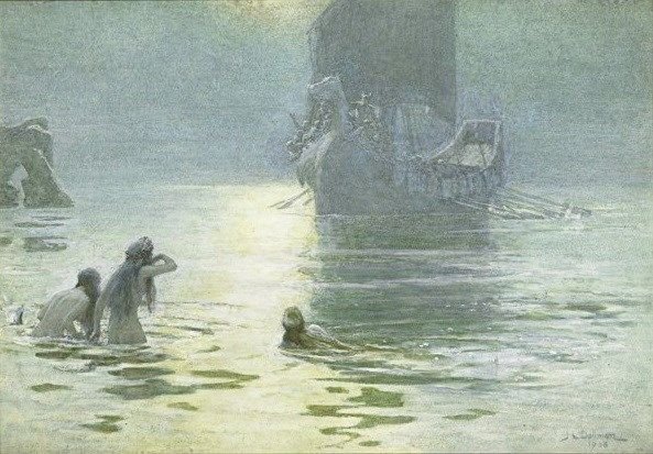 Viking Ship Returning Home, 1908. John Charles Dollman (British, 1851-1934).