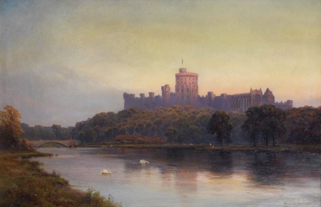 Windsor Castle at Sunset. Alfred de Breanski (English, 1852-1928).