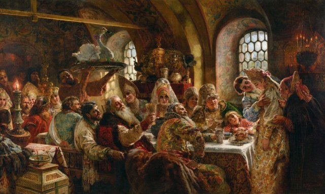 A Boyar Wedding Feast (1883). Konstantin Makovsky (Russian, 1839-1915).