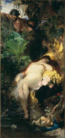Nymph and Fauns (1875). Julius Kronberg (Swedish, 1850-1921).