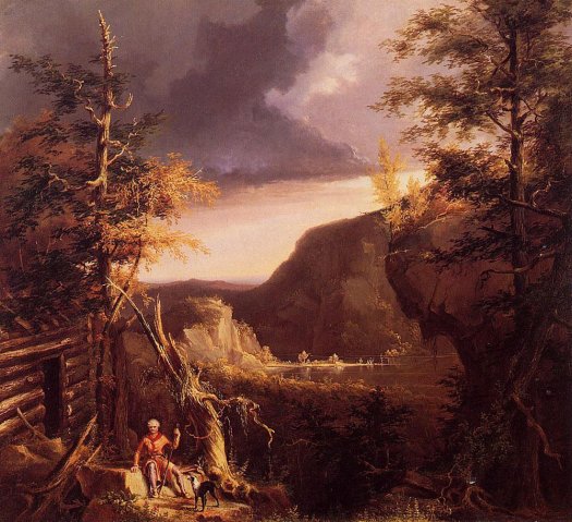 Daniel Boone Sitting at the Door of His Cabin on the Great Osage Lake (1826). Thomas Cole (English-American, 1801-1848).