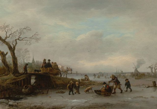 Ice Scene (1642). Isack van Ostade (Dutch, 1621-1649).