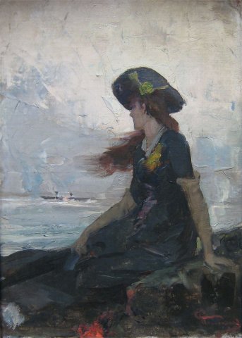 Jeune Fille au Nord de la Mer (Girl in the North Sea) (c. 1860). Charles Hermans (Belgian, 1839-1924).