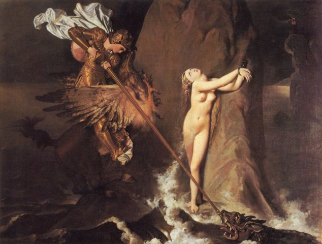Ruggiero Rescuing Angelica (1819). Jean Auguste Dominique Ingres (French, 1780-1867).