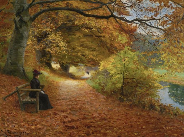 Wooded Path in Autumn (1902). Hans Andersen Brendekilde (Danish, 1857-1942).