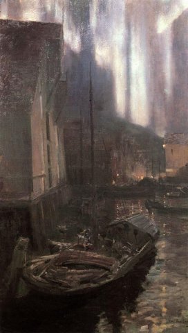 Hammerfest (Northern Tip of Norway) . The Nothern Lights (1895). Konstantin Korovin (Russian, 1861-1939).