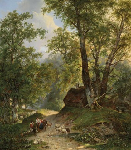 Begegnung der Hirten am Heimweg (Meeting of the Shepherds on Their Way Home, 1872. Frans Arnold Breuhaus de Groot (Dutch, 1824-1872).